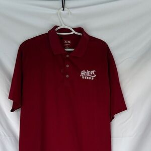 adidas Men's Burgundy Polo Shirt with Shiner Beers Logo